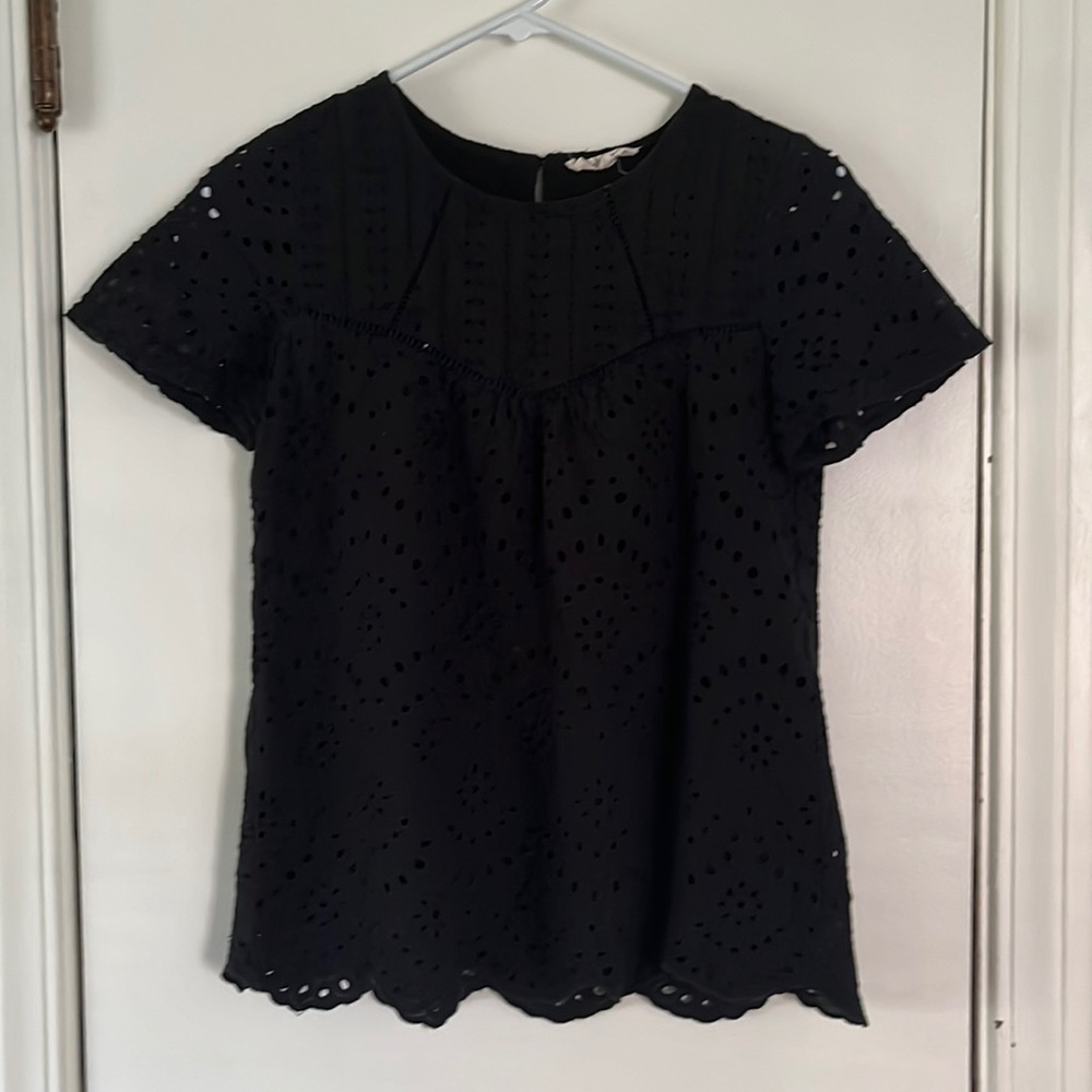 Roolee Black Eyelet Top